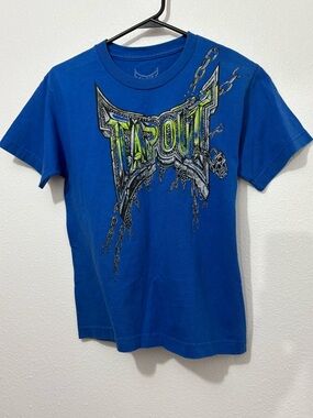 TAPOUT Boys t shirt  blue tee Tapout Chains Skulls Medium 10-12